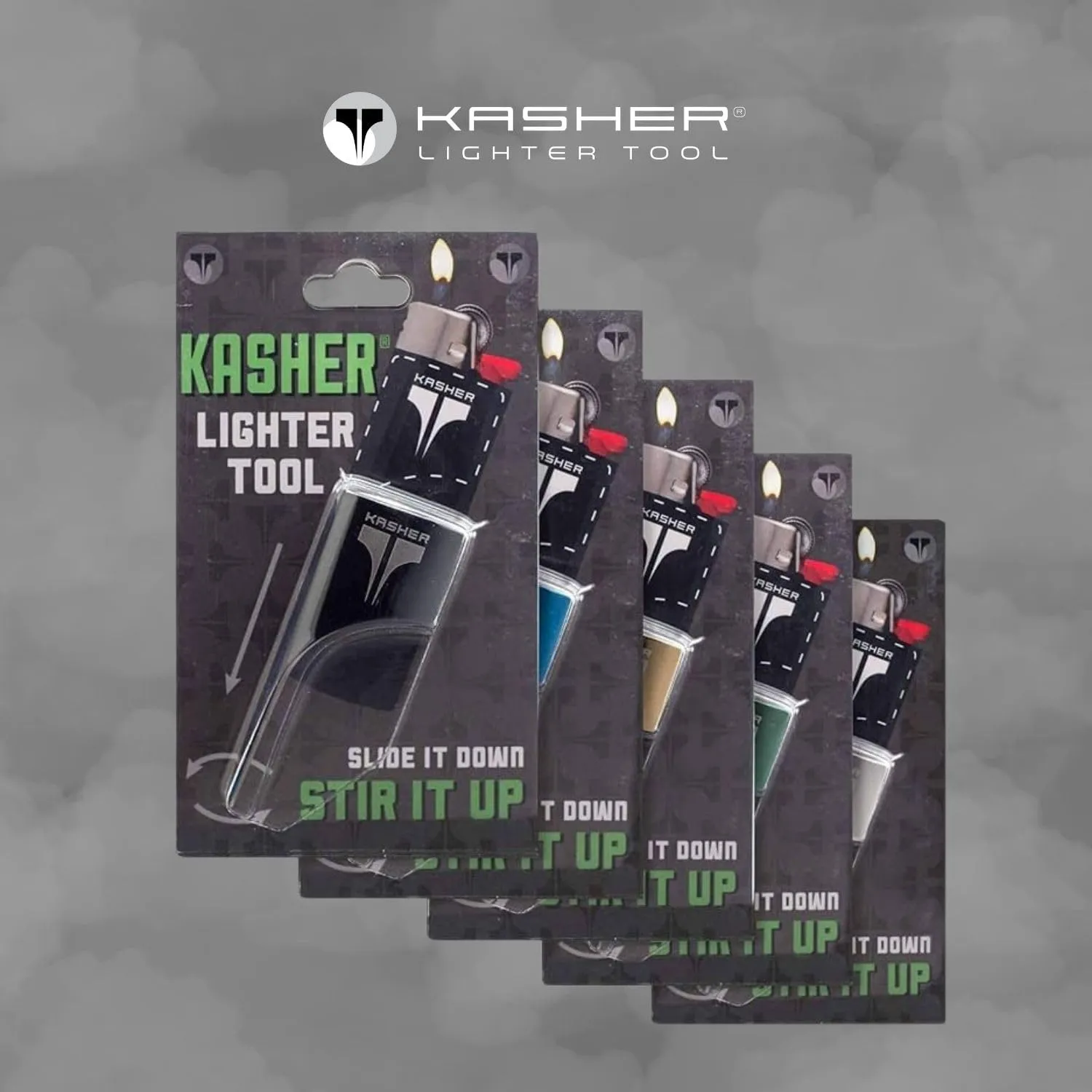 Kasher Classic Lighter Tool Without Lighter - Stainless Steel, Lightweight, Durable Construction, Portable - Fits Any Lighter - Usage as Cutter for Opening Packages - 0.8mm Thick - Pack of 5