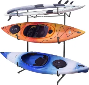 Kayak Storage Rack, Heavy Duty Kayak Racks For 6 Kayak Canoe Paddleboard, Freestanding Kayak Stand For Kayak, Canoe, SUPs, Surfboard & Paddleboard, Dock With Lockable Wheels Wide Adjustable