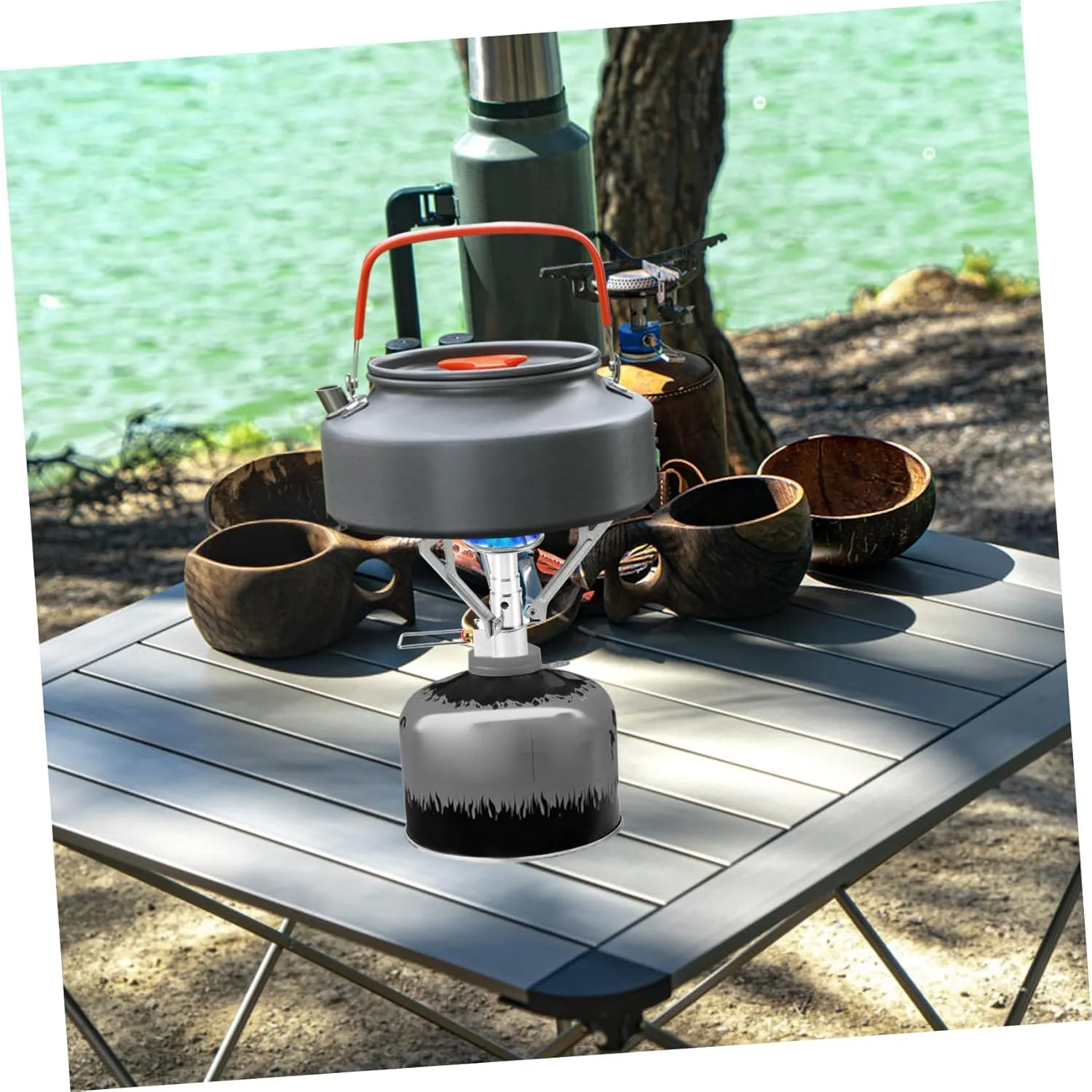 KESYOO 2pcs Portable Mini Stainless Steel Gas Cooker Leak Outdoor Stove for Camping and Picnics Power Space-saving Folding Bracket Design for Outdoor Cooking