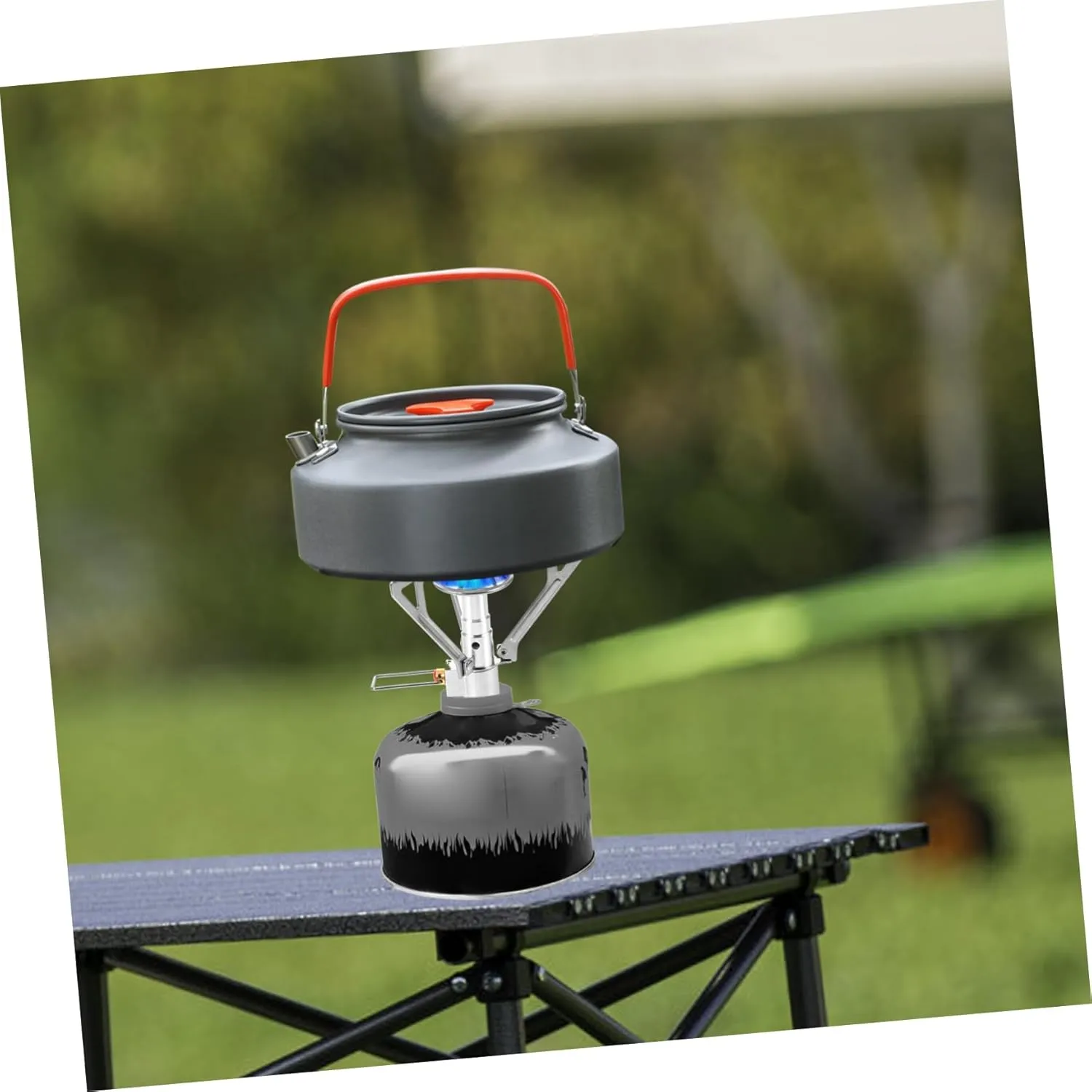 KESYOO 2pcs Portable Mini Stainless Steel Gas Cooker Leak Outdoor Stove for Camping and Picnics Power Space-saving Folding Bracket Design for Outdoor Cooking