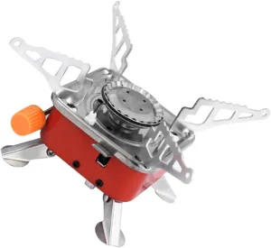 KESYOO Outdoor Mini Stove Camping Stoves Lightweight Camping Stove Folding Camp Stove Windshield Foldable Portable Stainless Cooking Gas Canisters for Camping Stove Red Aluminum Alloy
