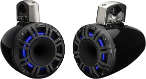 Kicker 51KMTCXL8 8" RGB LED Horn Loaded Compression Driver Marine Tower Speakers, Pair, Black