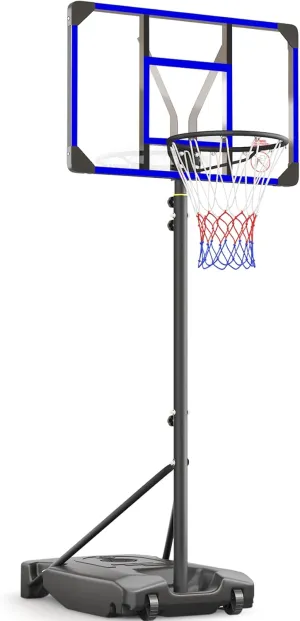 Kids Basketball Hoop Outdoor 4.82-8.53ft Adjustable, Portable Basketball Hoops & Goals for Kids/Teenagers/Youth in Backyard/Driveway/Indoor, with Enlarged Base and PC Backboard