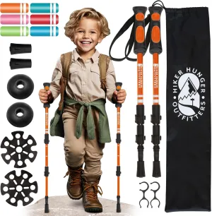 Kids Hiking Poles by USA Brand - Lightweight Collapsible Kids Walking Stick w/Quick Adjustable Flip Locks