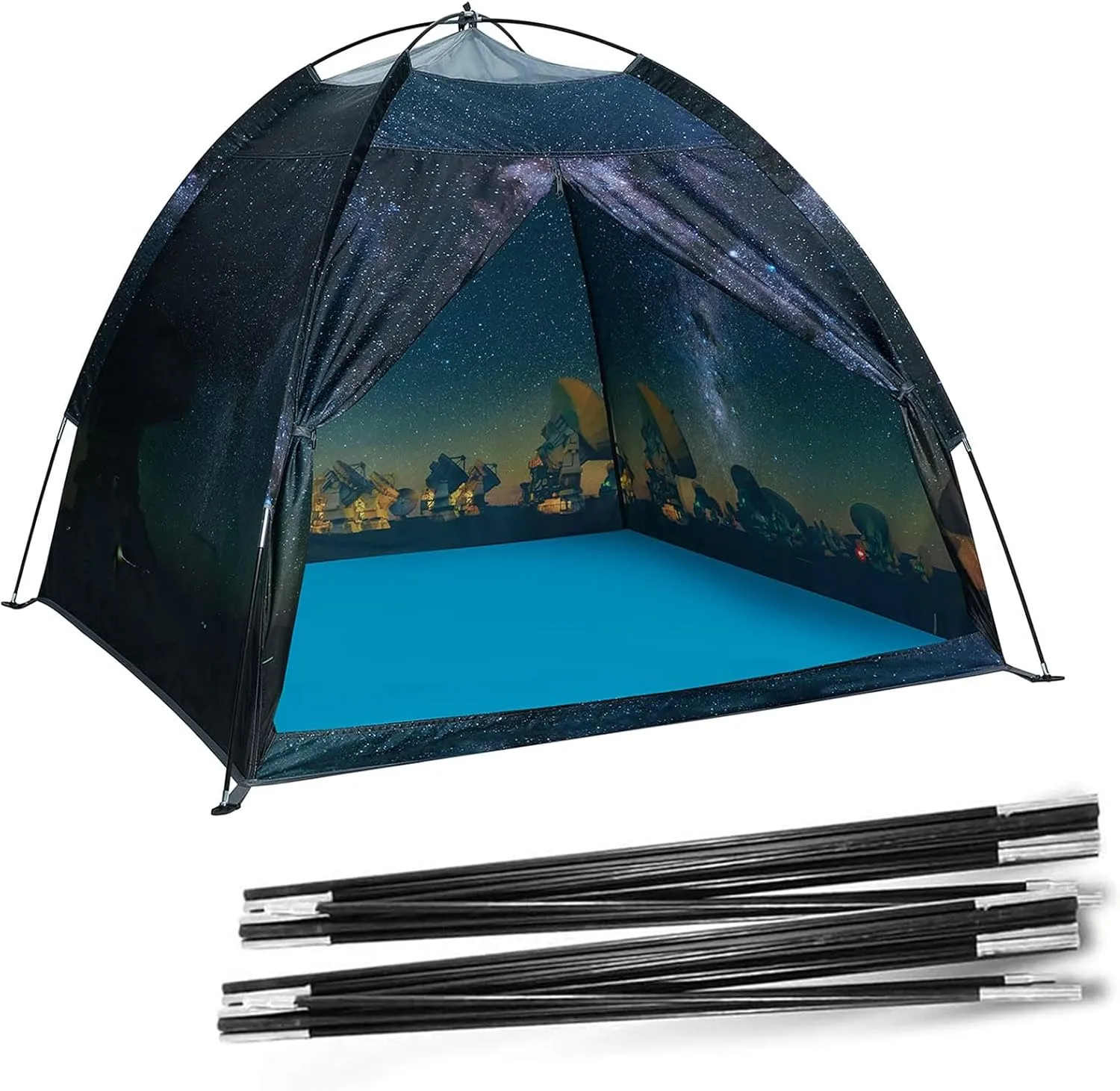 Kids Play Tent Poles 60”*60”*44” Replacement Poles for Child Tent Fiberglass Poles for Space World/Galaxy/Observatory/Dinosaur Style,Length 132"