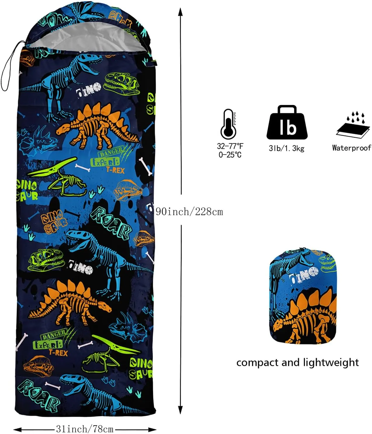 Kids Sleeping Bag for Boys Girls,3D Basketball Print-Lightweight Warm Portable Outdoor Indoor-Waterproof Cold Weather Resistant Sleeping Bag for Camping Hiking