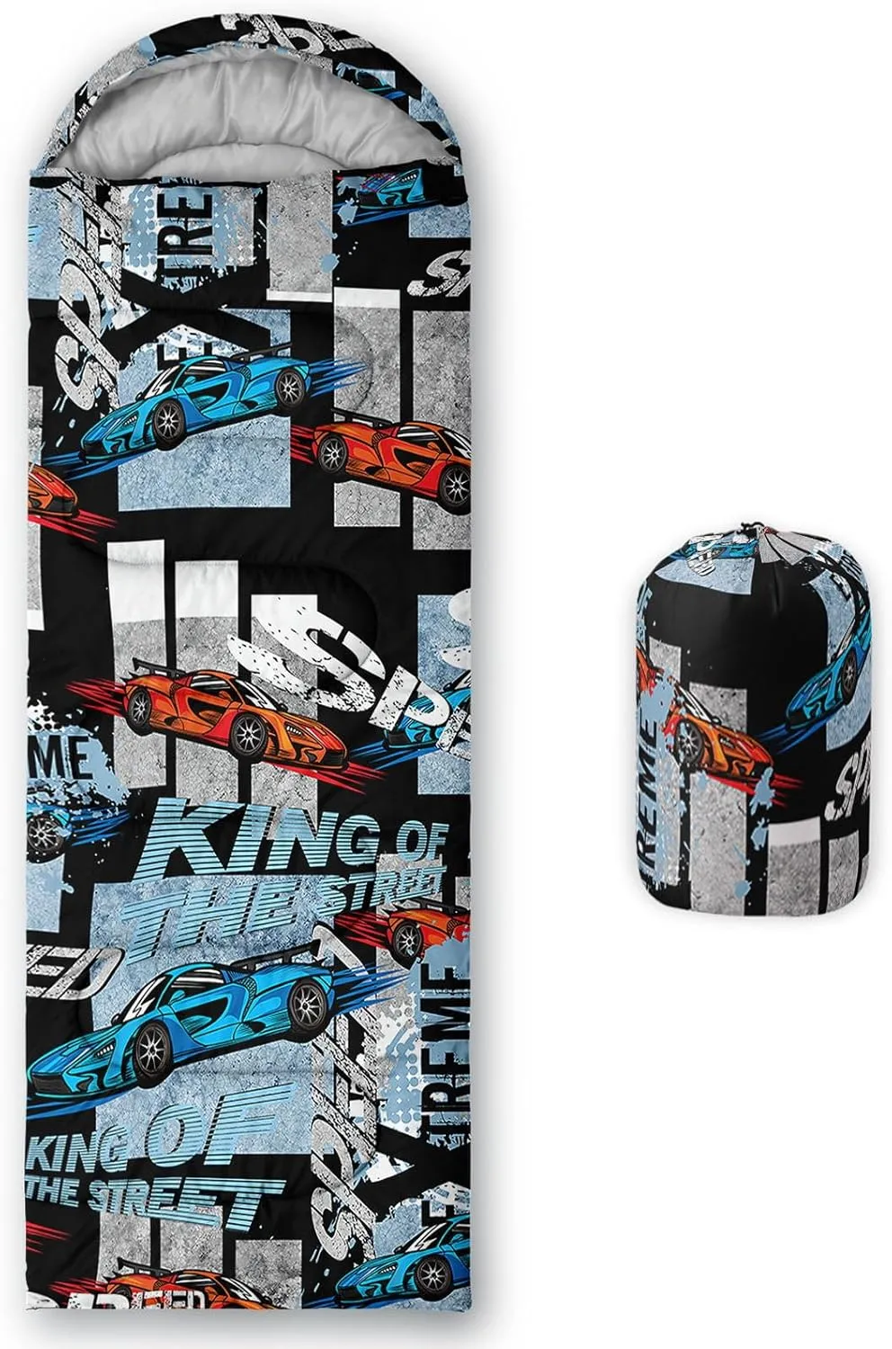 Kids Sleeping Bag for Boys Girls,Basketball Print-Lightweight Warm Portable Outdoor Indoor-Waterproof Cold Weather Resistant Sleeping Bag for Camping Hiking