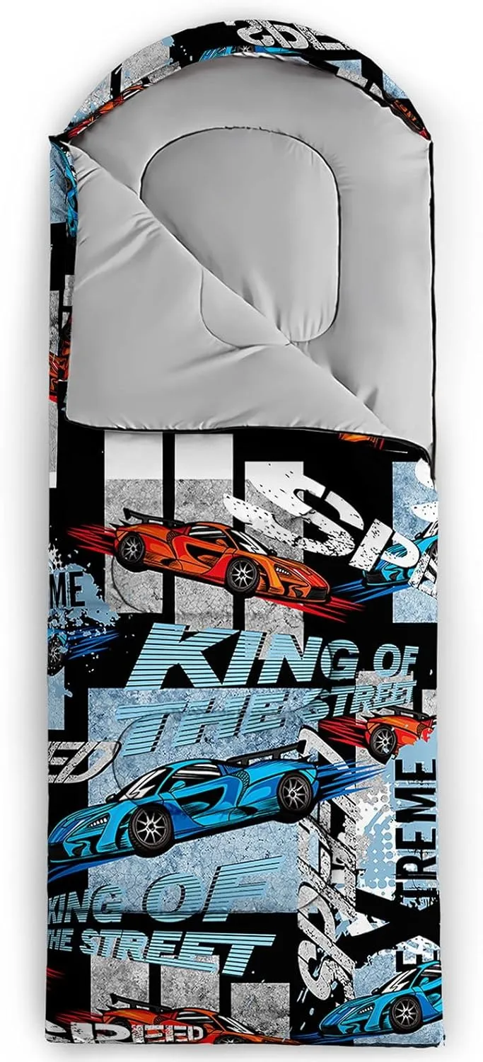 Kids Sleeping Bag for Boys Girls,Basketball Print-Lightweight Warm Portable Outdoor Indoor-Waterproof Cold Weather Resistant Sleeping Bag for Camping Hiking