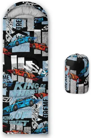 Kids Sleeping Bag for Boys Girls,Basketball Print-Lightweight Warm Portable Outdoor Indoor-Waterproof Cold Weather Resistant Sleeping Bag for Camping Hiking