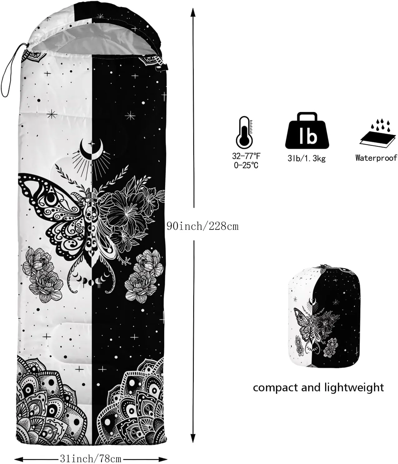 Kids Sleeping Bag for Boys Girls,Blue Ripples Print-Lightweight Warm Portable Outdoor Indoor-Waterproof Cold Weather Resistant Sleeping Bag for Camping Hiking