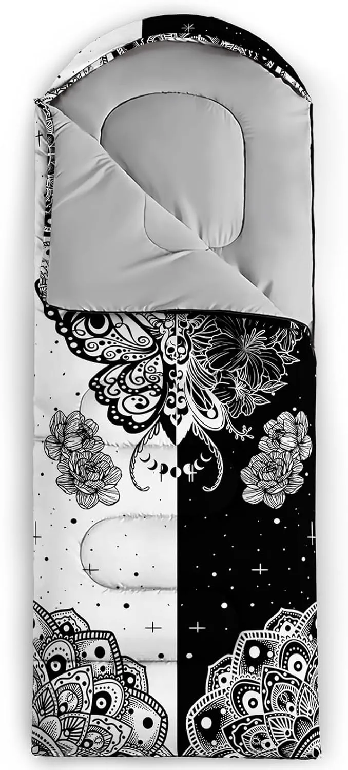 Kids Sleeping Bag for Boys Girls,Blue Ripples Print-Lightweight Warm Portable Outdoor Indoor-Waterproof Cold Weather Resistant Sleeping Bag for Camping Hiking