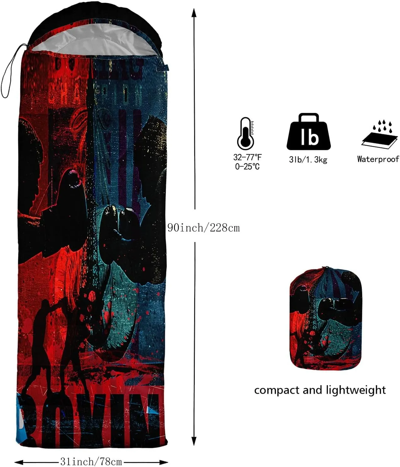 Kids Sleeping Bag for Boys Girls,Cartoon Dinosaur Print-Lightweight Warm Portable Outdoor Indoor-Waterproof Cold Weather Resistant Sleeping Bag for Camping Hiking