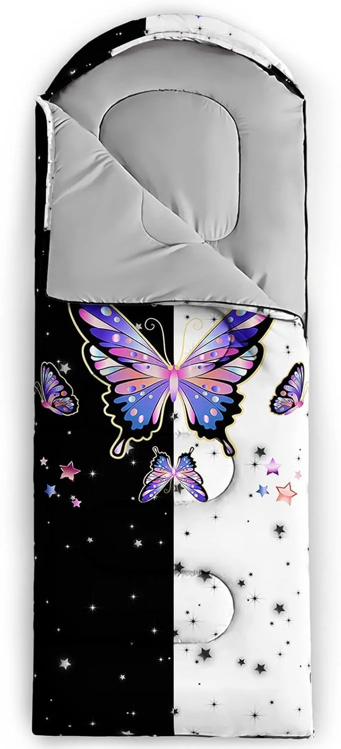 Kids Sleeping Bag for Boys Girls,Cartoon Dinosaur Print-Lightweight Warm Portable Outdoor Indoor-Waterproof Cold Weather Resistant Sleeping Bag for Camping Hiking
