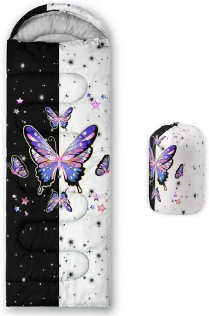 Kids Sleeping Bag for Boys Girls,Cartoon Dinosaur Print-Lightweight Warm Portable Outdoor Indoor-Waterproof Cold Weather Resistant Sleeping Bag for Camping Hiking