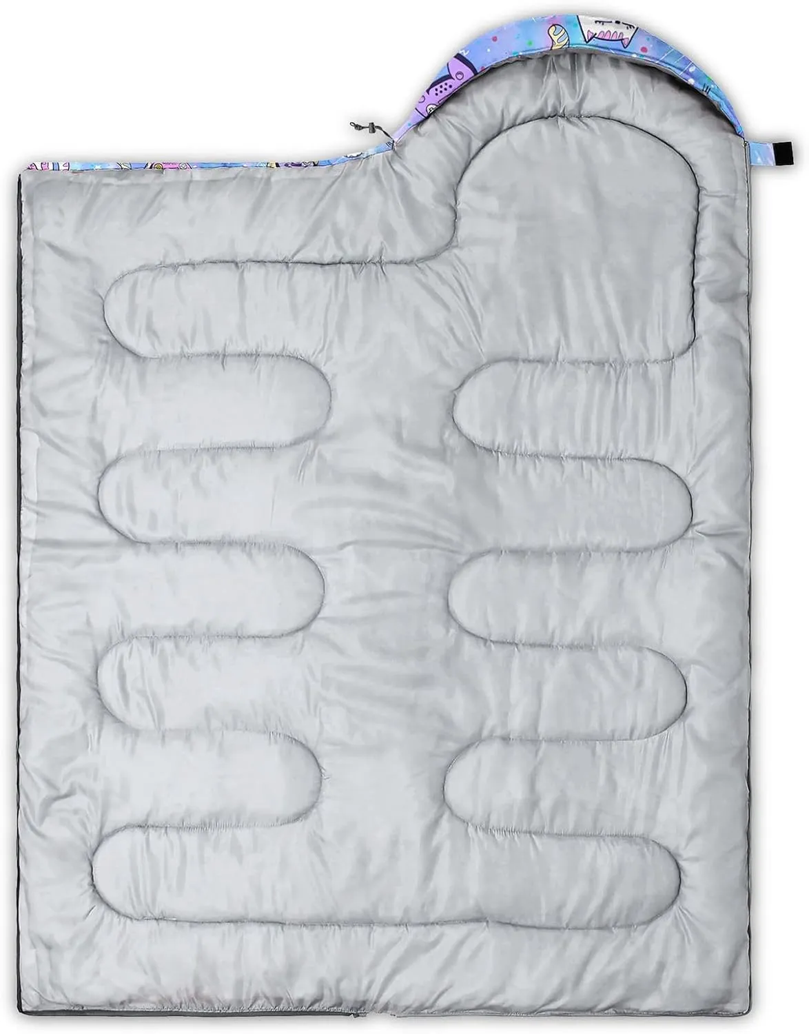 Kids Sleeping Bag for Boys Girls,Rocket Moon Print-Lightweight Warm Portable Outdoor Indoor-Waterproof Cold Weather Resistant Sleeping Bag for Camping Hiking