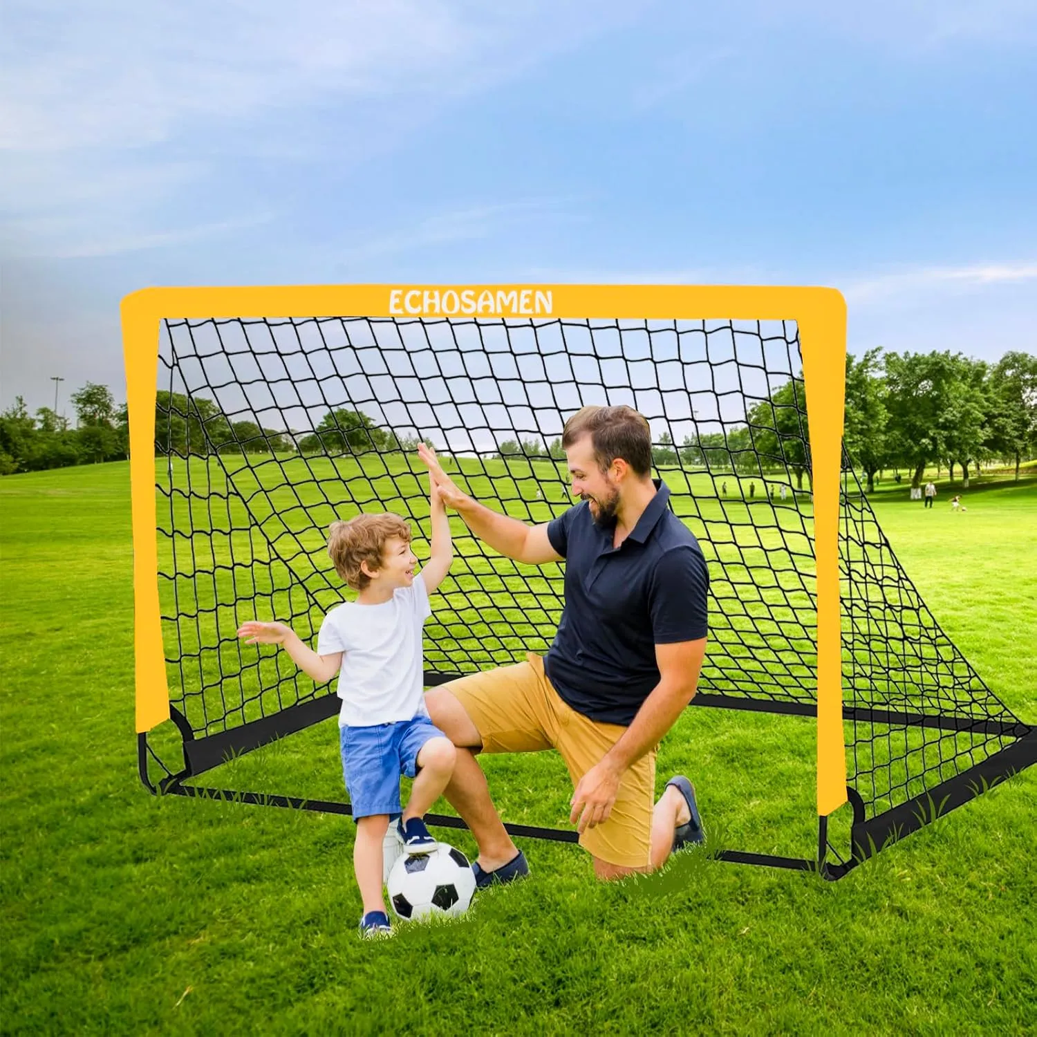 Kids Soccer Goals for Backyard, 2 of 6 x 4 ft Kids Soccer Goal Set Soccer Net with 10 Soccer Cones, Agility Ladder & Carry Bag, Portable Soccer Training Equipment.