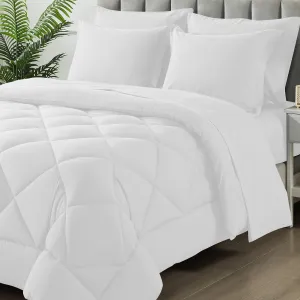 King Size Comforter Set, 7 Pieces Bed in a Bag, Bedding Sets with All Season Soft Quilted Lightweight Comforter, Flat Sheet, Fitted Sheet, 2 Pillow Shams, 2 Pillowcases, White