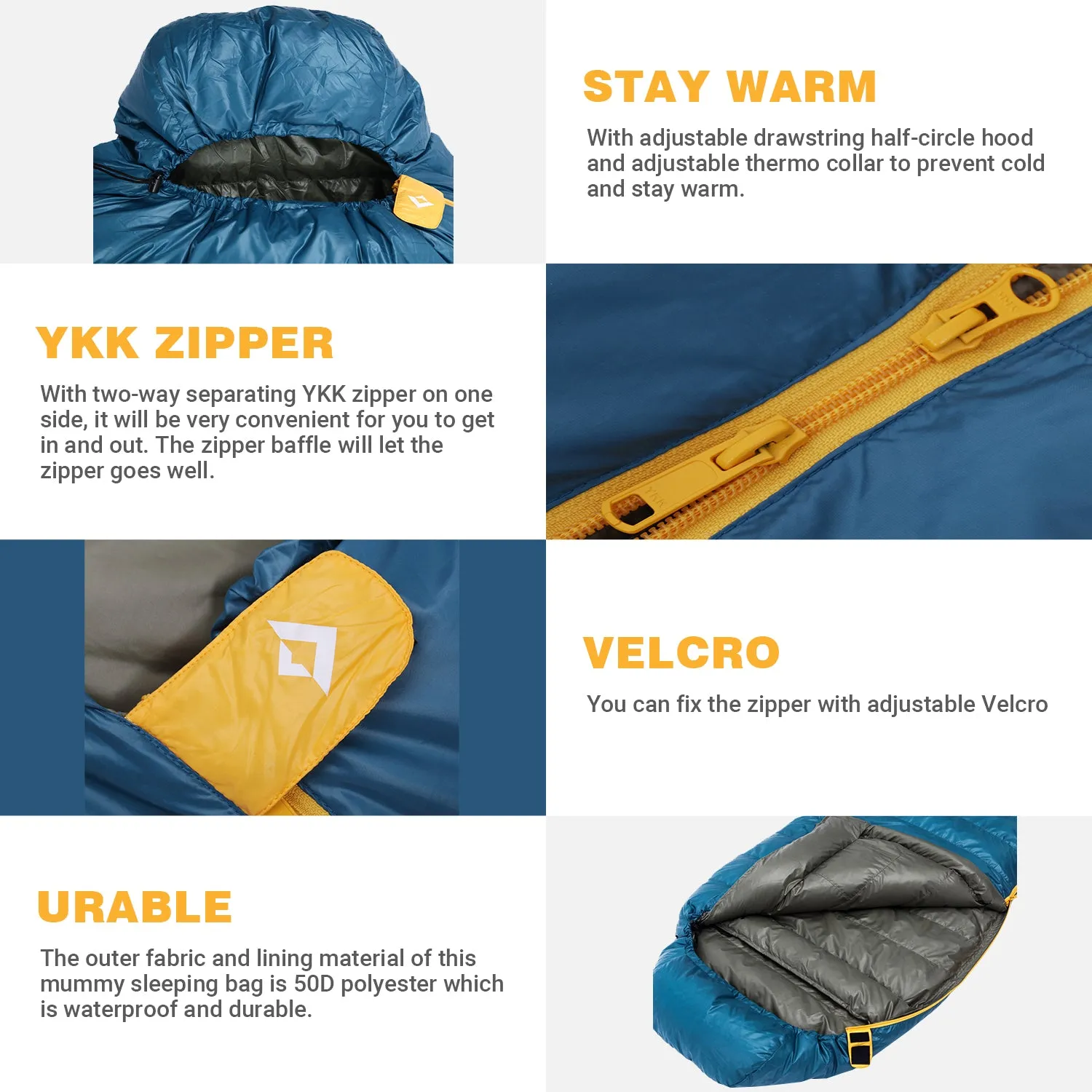 KingCamp FAVOURER 425 Hooded Rectangular Sleeping Bag