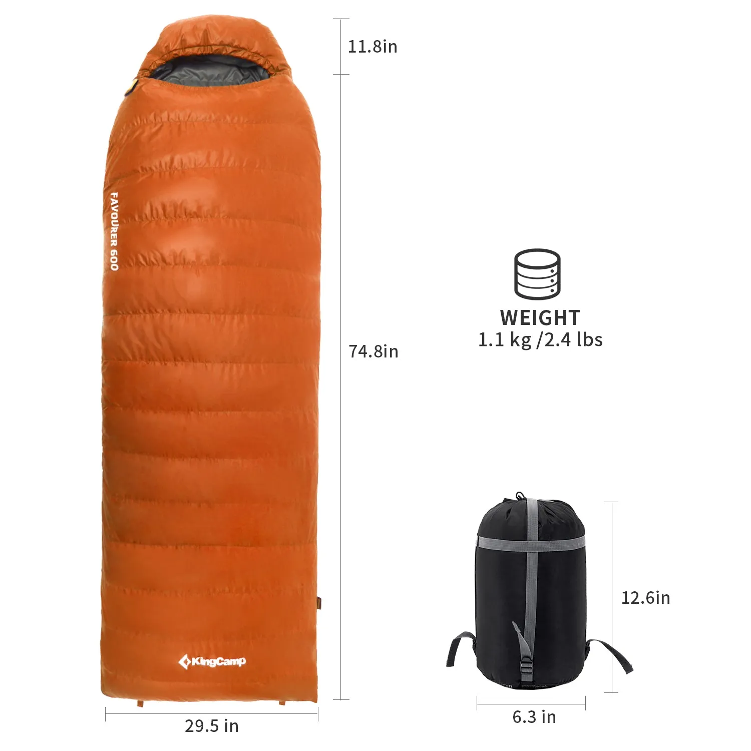 KingCamp FAVOURER 425 Hooded Rectangular Sleeping Bag
