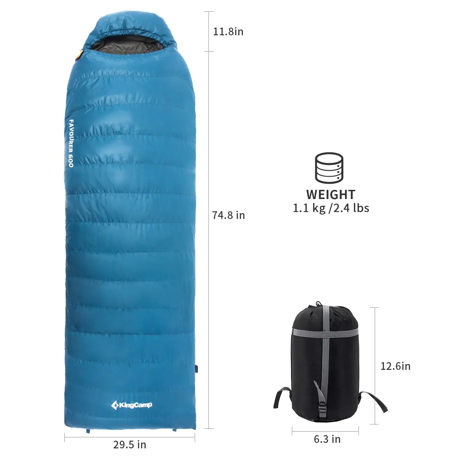 KingCamp FAVOURER 425 Hooded Rectangular Sleeping Bag