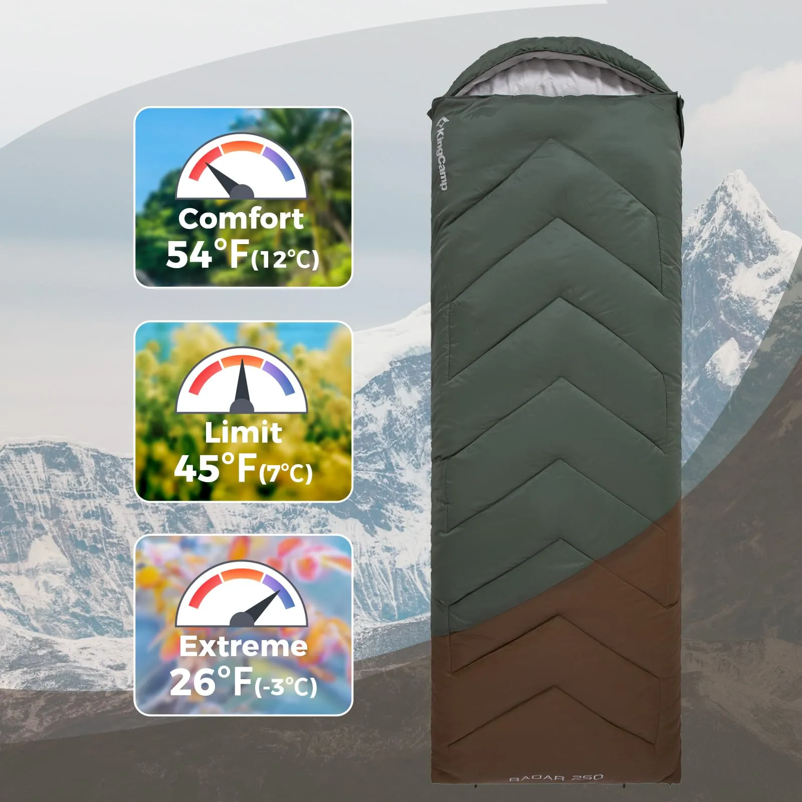 KingCamp RADAR 250 Sleeping Bag-Envelope With Hood