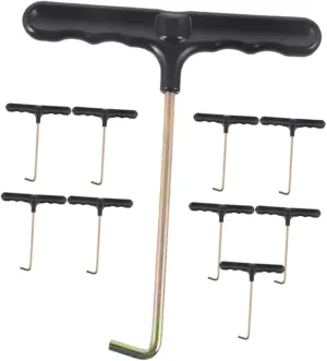 Kisangel 10pcs Trampoline Spring Pull Hook Tool Stainless Steel T Shaped Hook with Plastic Handle for Trampoline Installation Supplies