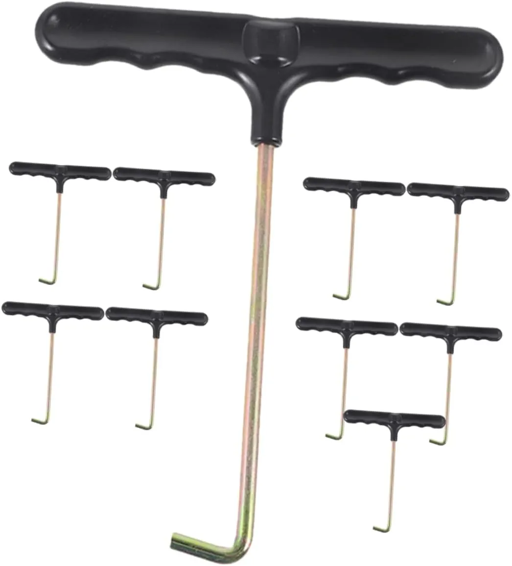 Kisangel 10pcs Trampoline Spring Pull Hook Tool Stainless Steel T Shaped Hook with Plastic Handle for Trampoline Installation Supplies