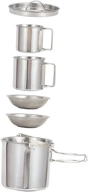 Kisangel Portable Kettle Set Collapsible Camping Bowl Foldable Cup Lid Outdoor Cooking Utensils