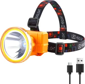 Kitness Rechargeable LED Headlamp with Ultra-Bright Light, Designed for Outdoor Adventures, Waterproof and Durable with 3 Adjustable Light Modes, Perfect for Camping, Running, Hiking (Yellow Light)
