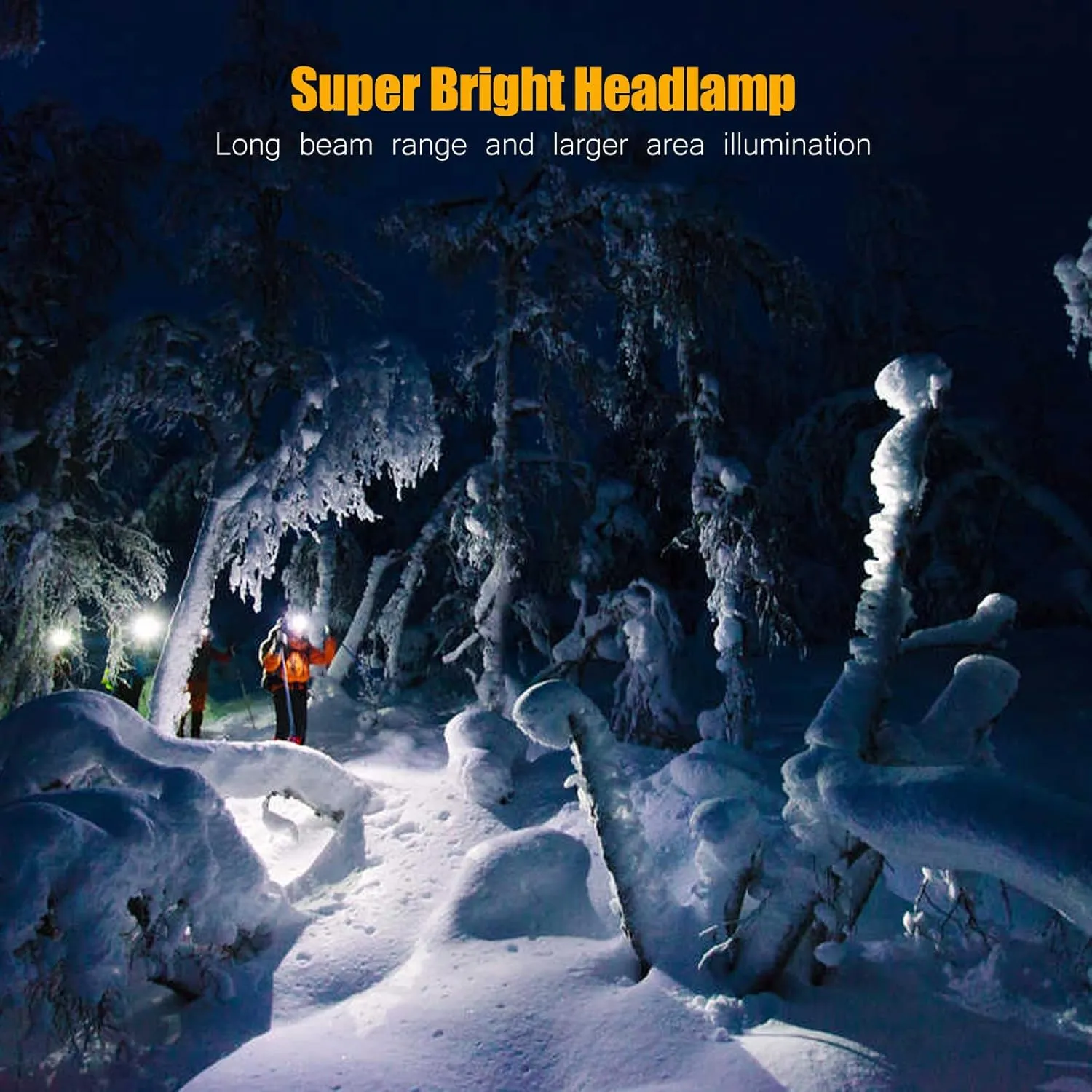 Kitness Rechargeable LED Headlamp with Ultra-Bright Light, Designed for Outdoor Adventures, Waterproof and Durable with 3 Adjustable Light Modes, Perfect for Camping, Running, Hiking (Yellow Light)