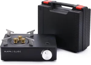 KOSHA Portable Camping Stove with Carrying Case, 3 Burner / 4 Burner Butane Stove, 11942 BTUs, with Piezo Ignition, Windproof, Cooking Accessories for Outdoor, Home