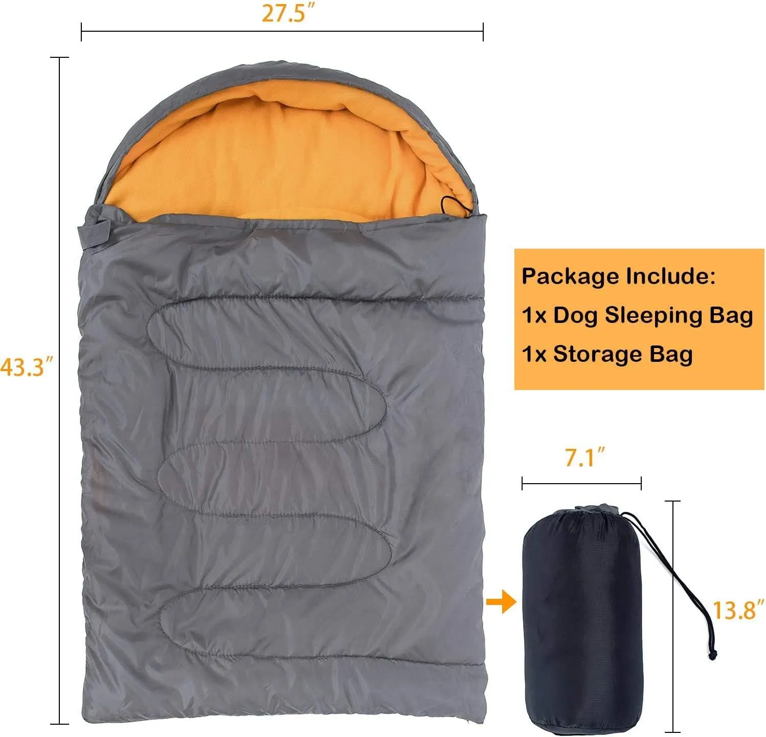 KUDES Dog Sleeping Bag Waterproof Warm Packable Dog Bed with Storage Bag for Indoor Outdoor Travel Camping Hiking Backpacking (43''Lx27''W)