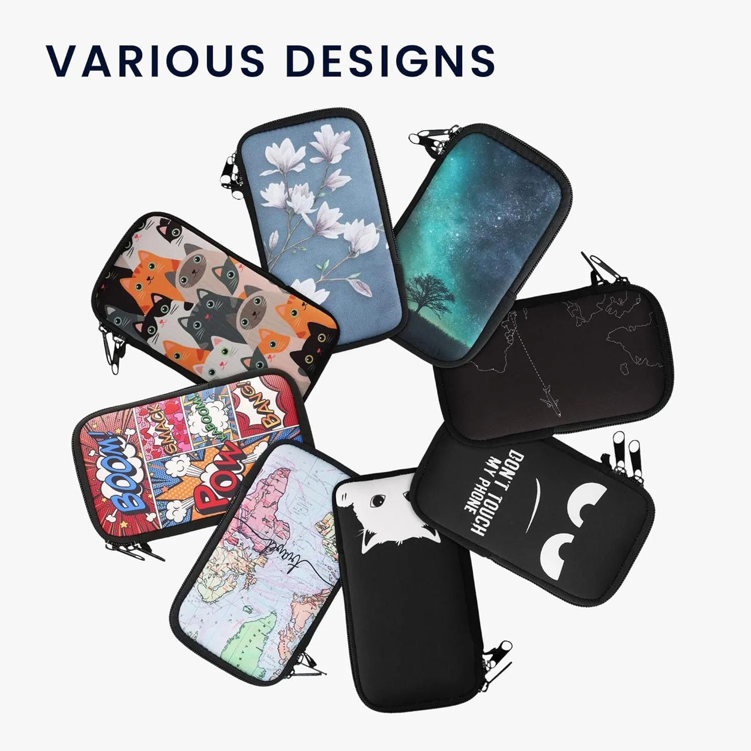 kwmobile Neoprene Sleeve for Smartphone Size XXL - 7" - Shock Absorbing Pouch Case - Protective Phone Bag - Sleeping Owl Turquoise/Brown/Mint