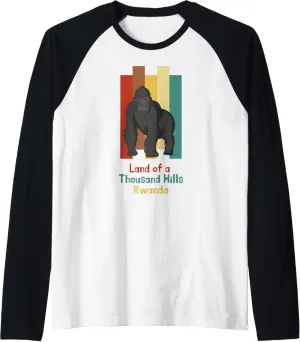 Land of a Thousand Hills African Gorilla Trekking Rwanda Raglan Baseball Tee