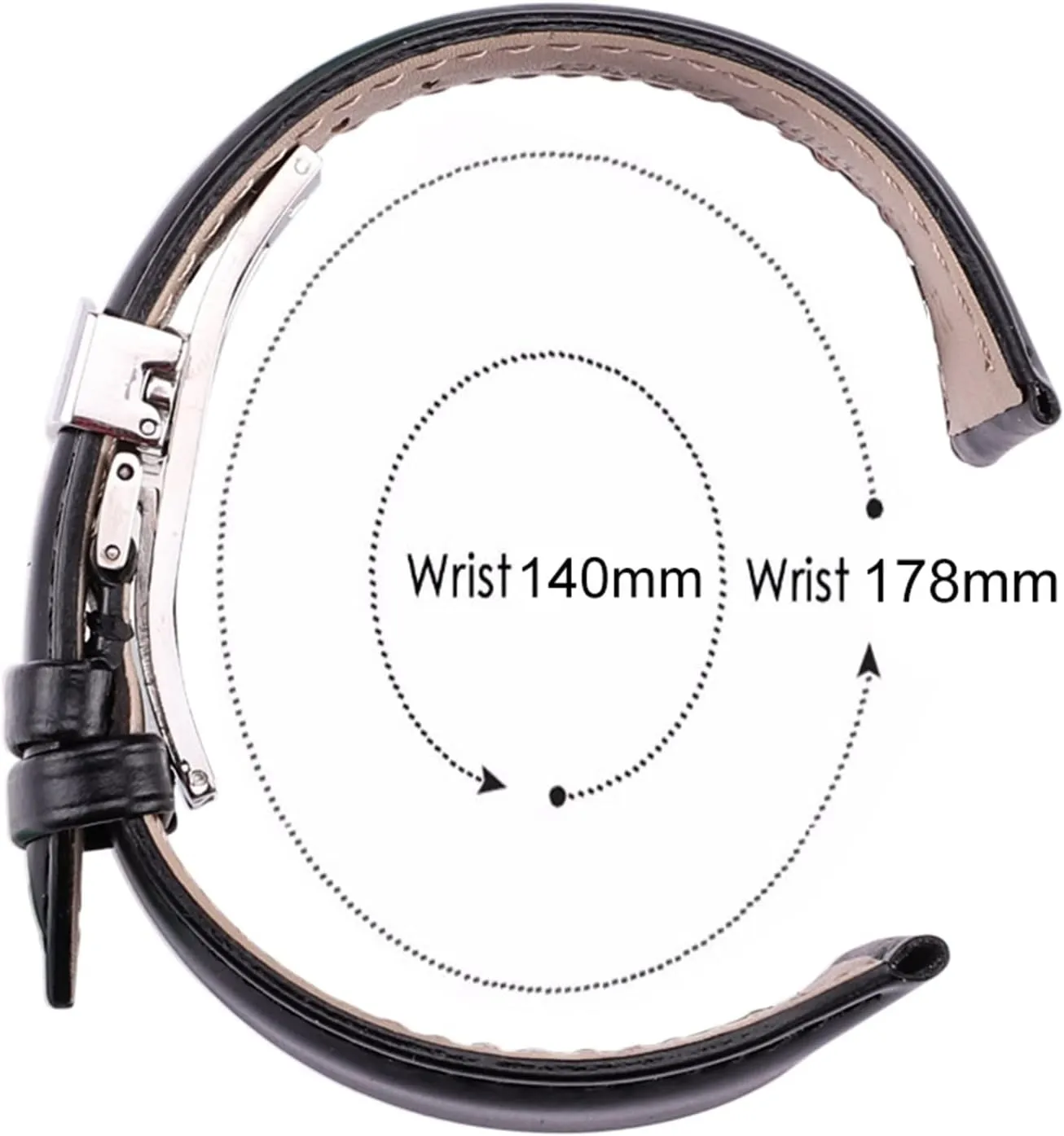 LAnGSHAW 18mm - 24mm Watch Band Strap Brown Black Leather Watchbands Bracelet Accessories Deployment Buckle (Band Color : Black, Band Width : 20mm)