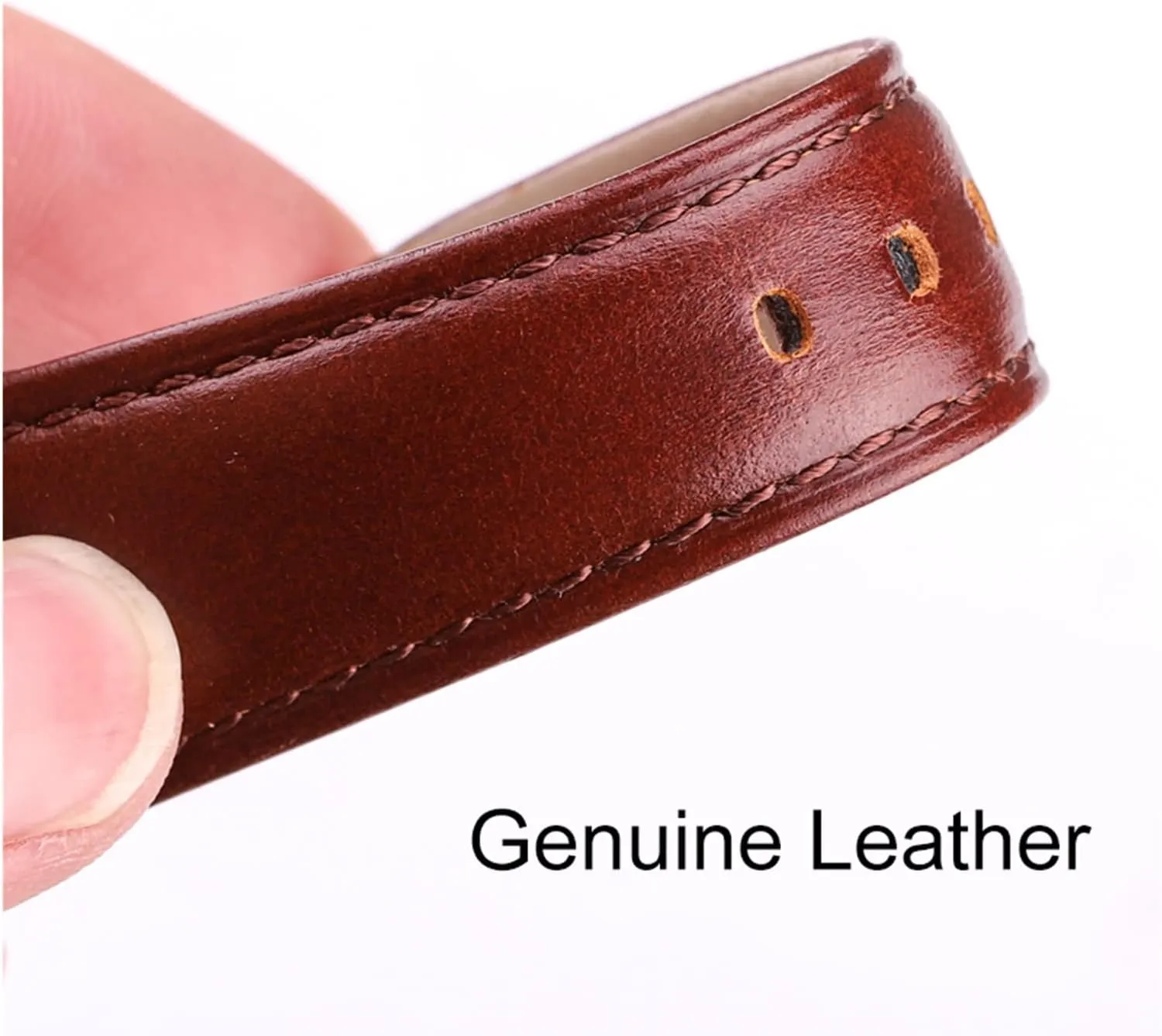 LAnGSHAW 18mm - 24mm Watch Band Strap Brown Black Leather Watchbands Bracelet Accessories Deployment Buckle (Band Color : Black, Band Width : 20mm)