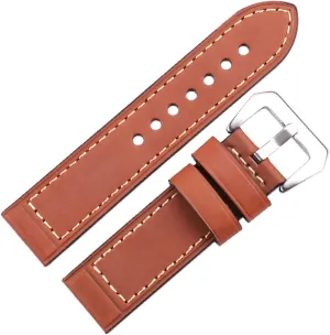 LAnGSHAW Handmade Watchbands 22mm 24mm Men Women Brown Black Red Leather Watch Band Strap Belt Stainless Steel Buckle (Band Color : Dark Brown, Band Width : 22mm)