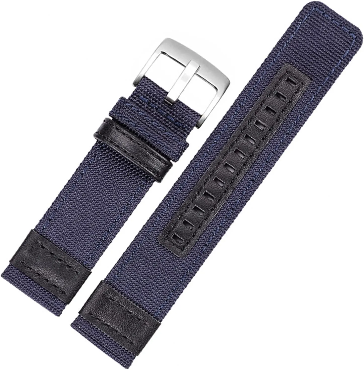 LAnGSHAW Nylon Watchbands Men Sport Strap 20mm 22mm 24mm Black Green Coffee Watch Band Belt Stainless Steel Buckle Clasp Accessories (Band Color : Blue Silver Buckle, Band Width : 22mm)