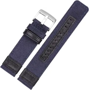 LAnGSHAW Nylon Watchbands Men Sport Strap 20mm 22mm 24mm Black Green Coffee Watch Band Belt Stainless Steel Buckle Clasp Accessories (Band Color : Blue Silver Buckle, Band Width : 22mm)