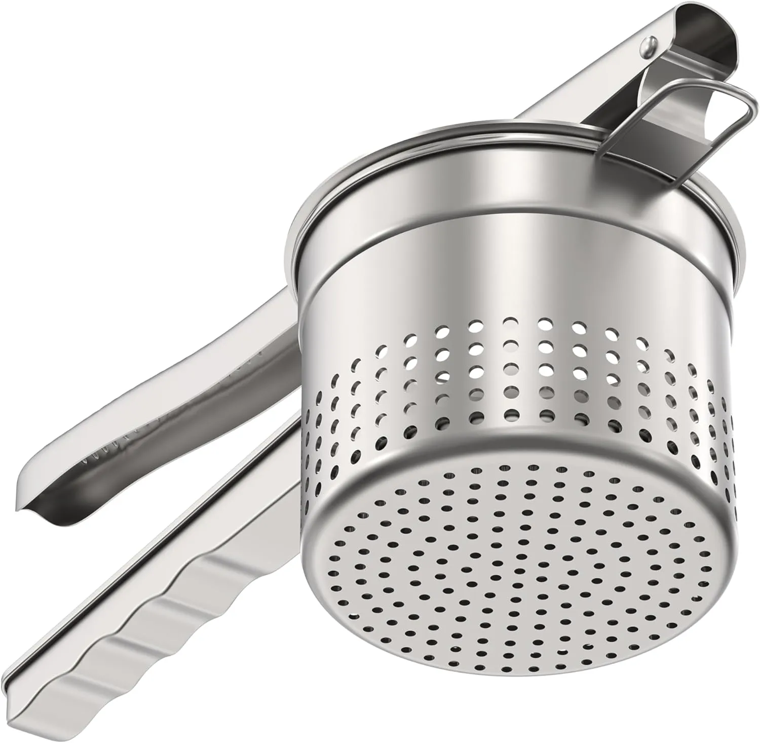 Large 15oz Potato Ricer, Heavy Duty Stainless Steel Ricer for Mashed Potatoes, Sweet Potato Masher Kitchen Tool with Ergonomic Handle, Press and Mash Kitchen Gadget, Silver