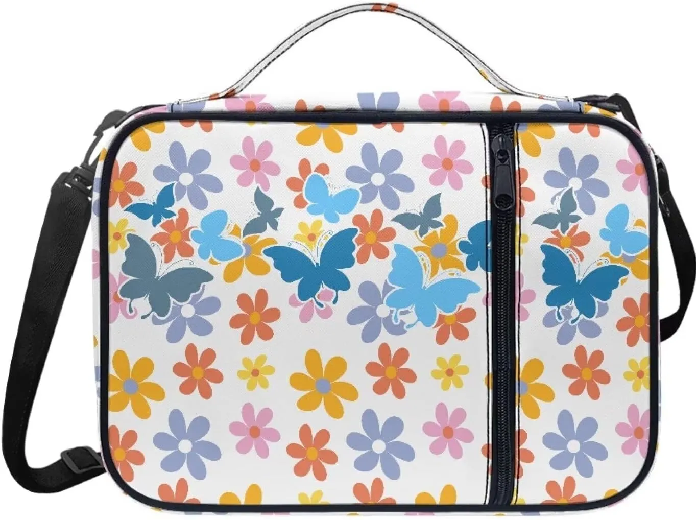 Large Bible Bag Bible Case for Women Bible Cover Case Bible Covers with Shoulder Strap Church Bag Hippie Flower Print
