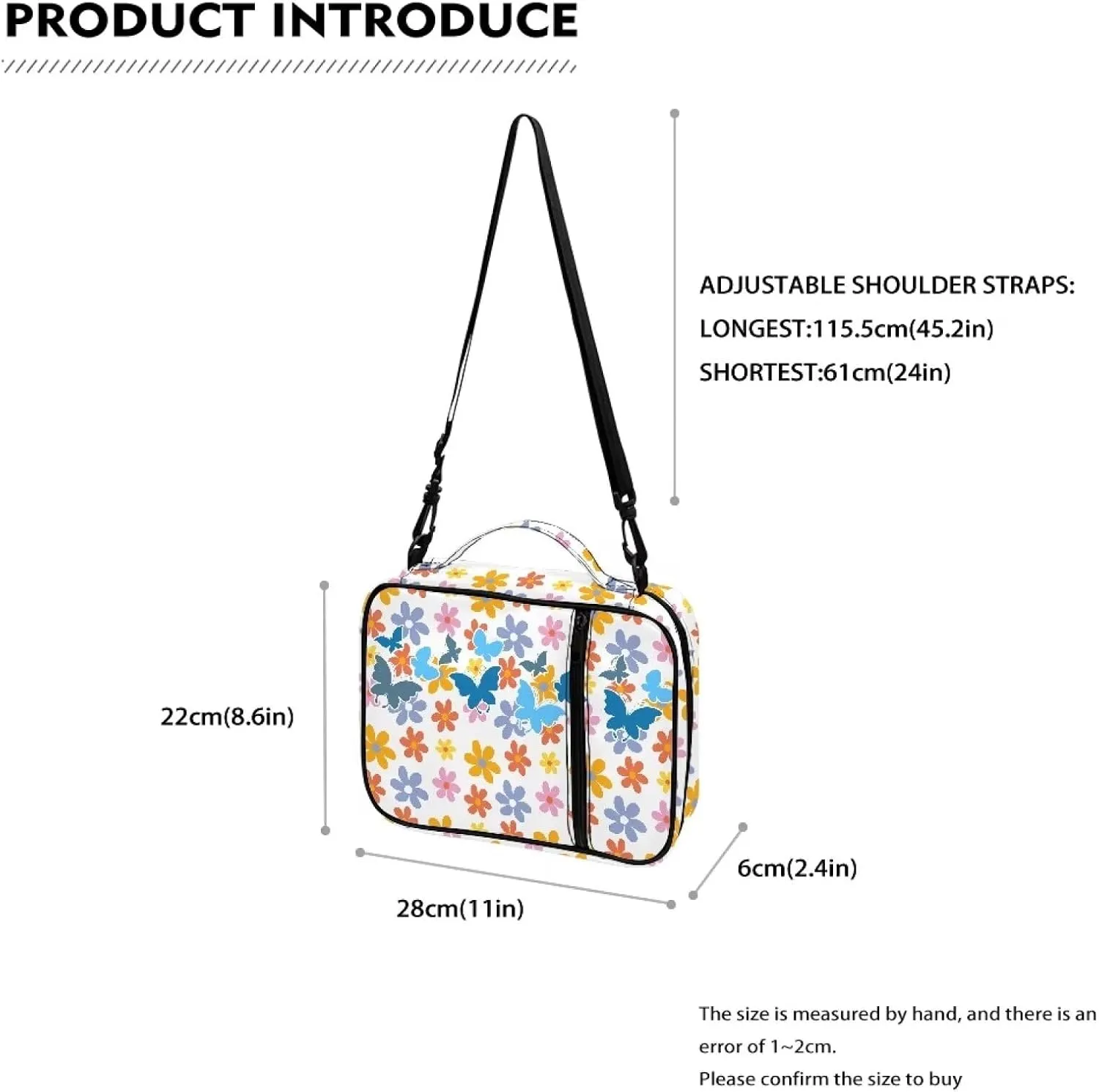 Large Bible Bag Bible Case for Women Bible Cover Case Bible Covers with Shoulder Strap Church Bag Hippie Flower Print
