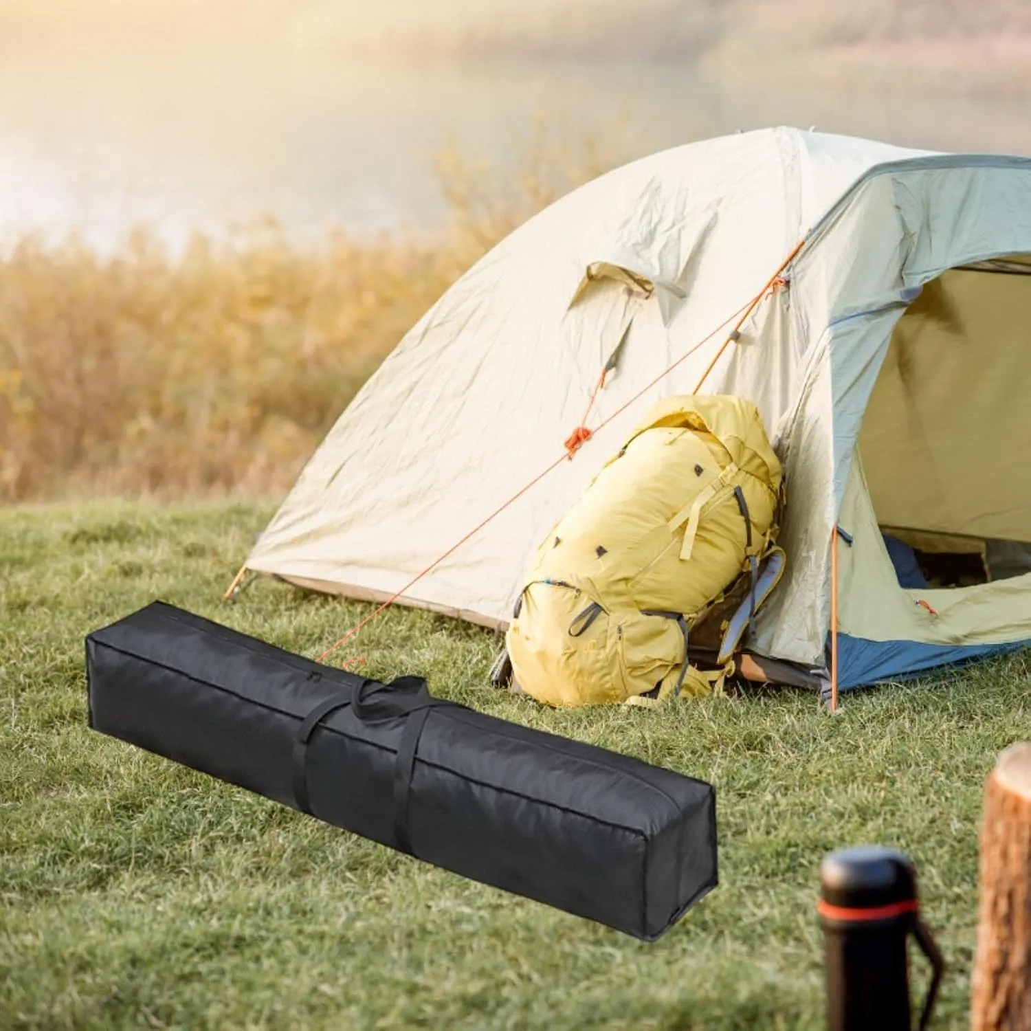 Large Travel Duffel Bag Camping Sports Equipment Storage, Dustproof Sturdy Water Resistant Long Luggage Bag for Tent Pole Gym, 120cmx20cmx20cm