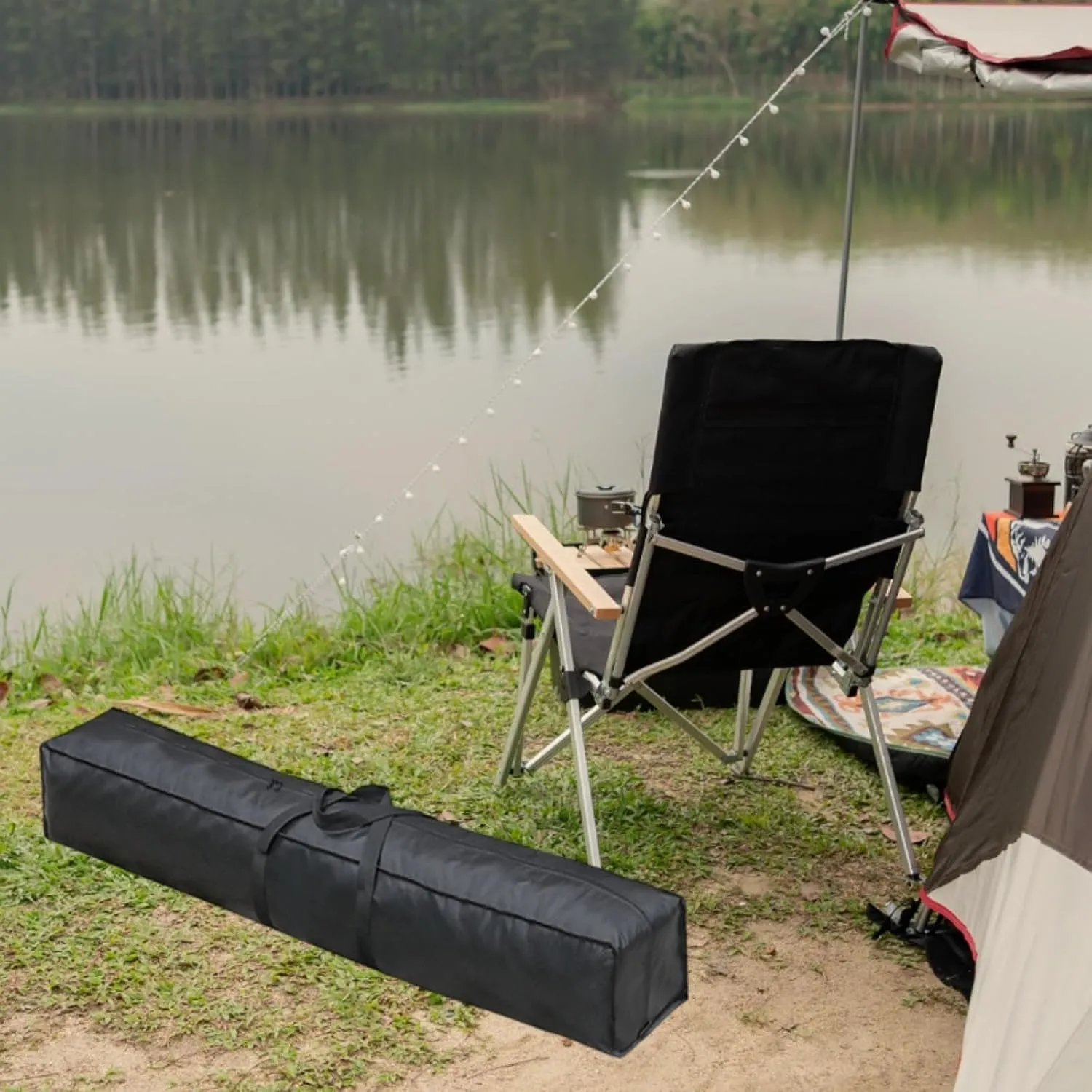 Large Travel Duffel Bag Camping Sports Equipment Storage, Dustproof Sturdy Water Resistant Long Luggage Bag for Tent Pole Gym, 120cmx20cmx20cm
