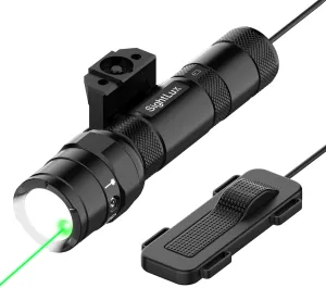 Laser Light Combo for Rifle - 1250lm Rifle Light and Laser Picatinny Rail Flashlight Tactical with Green Laser Beam, Gun Weapon Flashlight with Pressure Switch, USB C Rechargeable