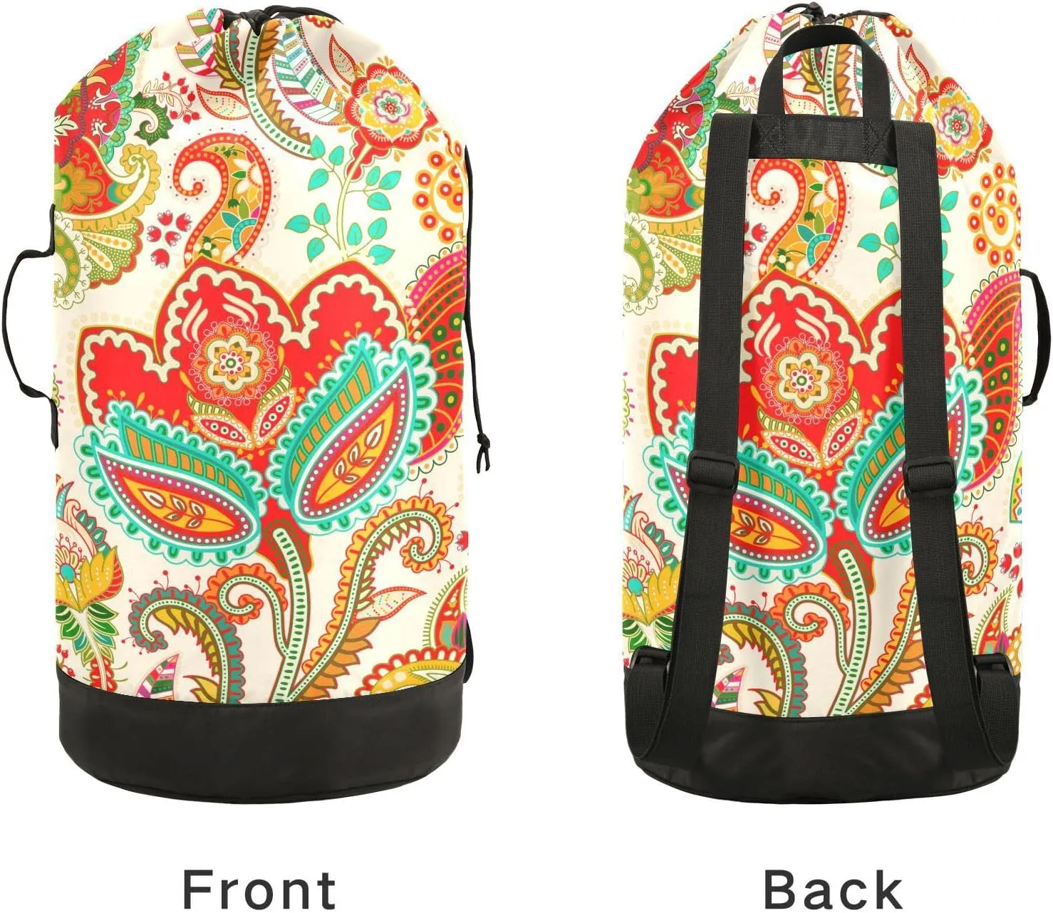 Laundry Bag Backpack,Travel Laundry Bags with Shoulder Straps Oxford Large Hanging Laundry Hamper Bag for College,Laundromat,Apartment Paisely