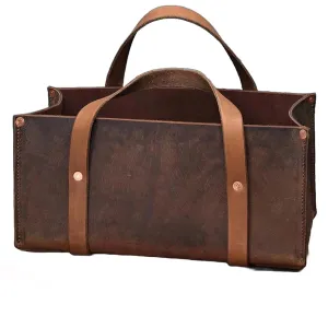 Leather Mechanic's Tool Bag, 15 x 7 x 7 inches, Brown Tool Storage Bag