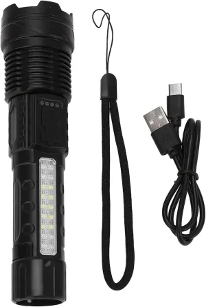 LED Bright Flashlight COB Work Light USB Rechargeable IPX4 Outdoor Lighting White Flashlight 800LM