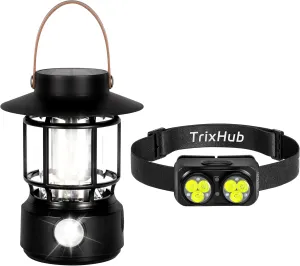 LED Camping Lantern, Solar Rechargeable Lantern Camping Lights with Side Lights and Headlamp Flashlight, Motion Sensor LED Headlamp Rechargeable, Super Bright Camping Essentials