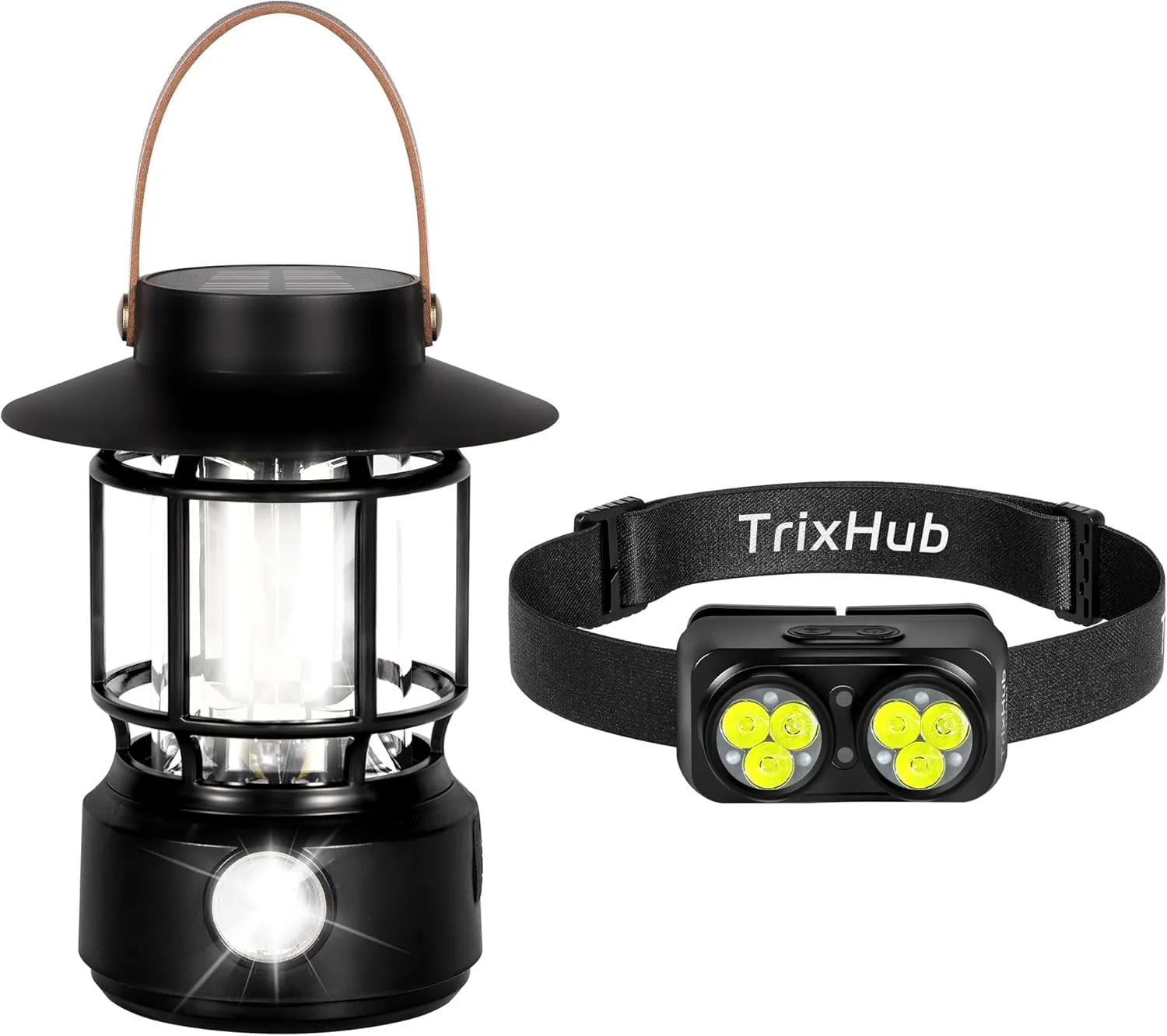 LED Camping Lantern, Solar Rechargeable Lantern Camping Lights with Side Lights and Headlamp Flashlight, Motion Sensor LED Headlamp Rechargeable, Super Bright Camping Essentials